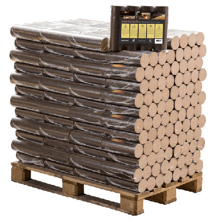 Ronde beuk briketten pallet 96 pakken x 10kg (960kg)
